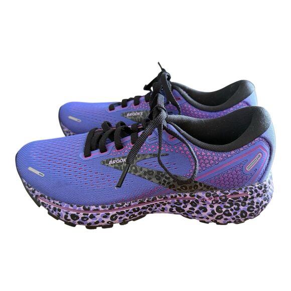 Brooks Ghost 14 Shoes Womens Sz 5.5 Electric Cheetah Run Wild Black Purple - Picture 4 of 10